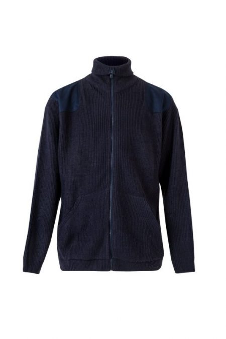 Chaqueta de punto grueso con refuerzos y cuello alto 102 | VELILLA