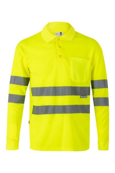 Polo alta visibilidad manga larga con cintas reflectantes 174 | VELILLA