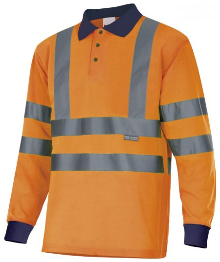 Polo bicolor alta visibilidad manga larga con cintas reflectantes 305503 | VELILLA