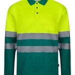 Polo bicolor alta visibilidad manga larga con cintas reflectantes 305507 | VELILLA