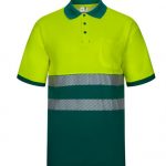Polo algodón bicolor alta visibilidad manga corta cintas reflectantes segmentadas 305523 | VELILLA