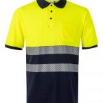 Polo algodón bicolor alta visibilidad manga corta cintas reflectantes segmentadas 305523 | VELILLA