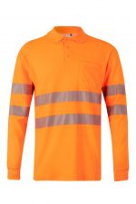 Polo algodón alta visibilidad manga larga con cintas reflectantes segmentadas 305524 | VELILLA