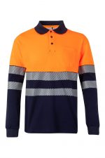 Polo algodón bicolor alta visibilidad manga larga cintas reflectantes segmentadas 305525 | VELILLA