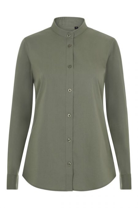 Camisa de hostelería mujer cuello tirilla stretch manga larga 405015S | VELILLA