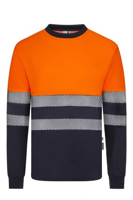 Camiseta algodón bicolor alta visibilidad manga larga cinta segmentada 305619 | VELILLA