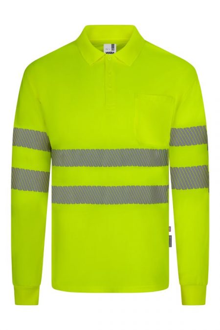Polo alta visibilidad poliéster reciclado manga larga cintas reflectantes segmentadas 305534 | VELILLA