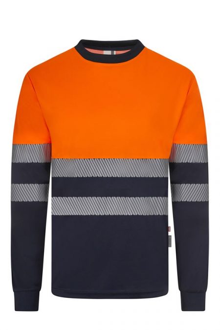 Camiseta poliéster reciclado bicolor alta visibilidad manga larga cinta segmentada 305635 | VELILLA
